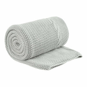 Cable Knit Throw Blanket | Light Grey