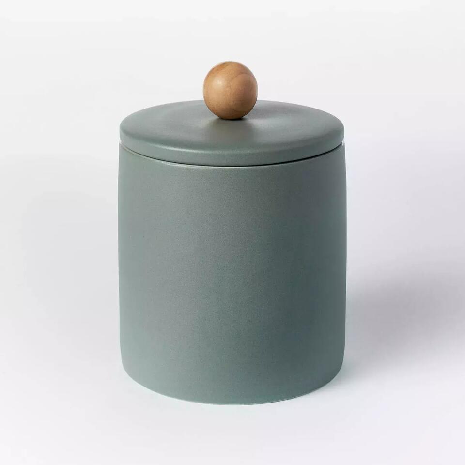 Green Lidded Stoneware Container