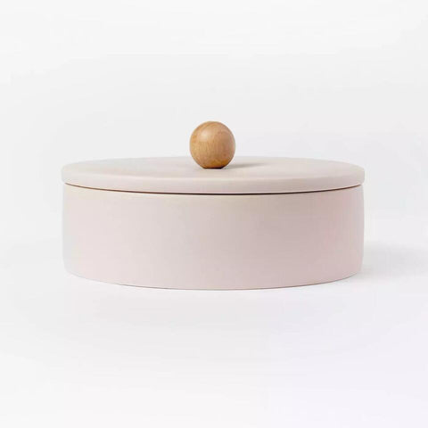 Pink Lidded Stoneware Container