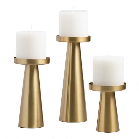 Brushed Gold Candleholders | Medium