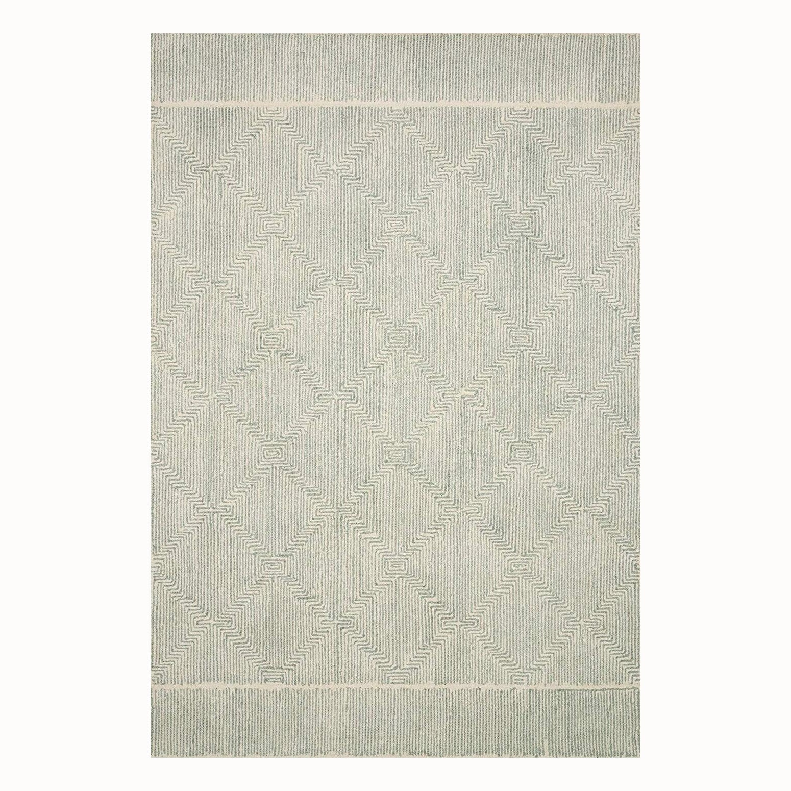 Ivory and Blue Geo Rug | 9' x 12'