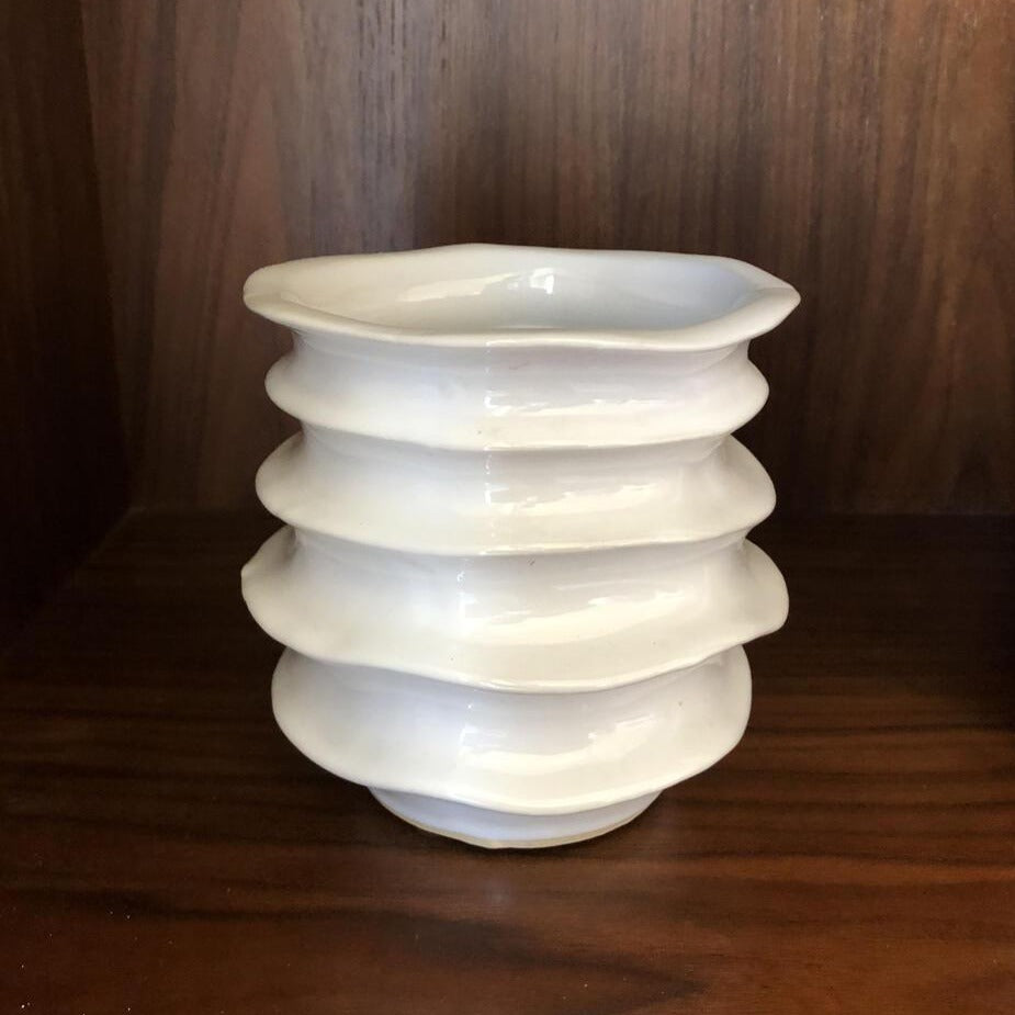 White Pinch Pot Vase
