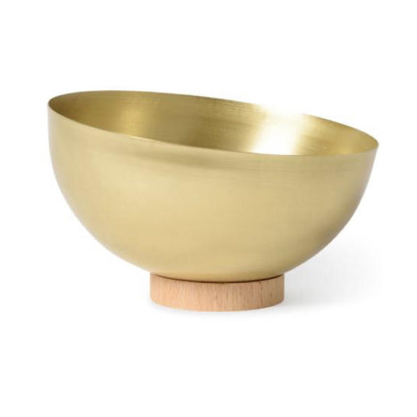 Brass Bowl on Wood Stand | Large