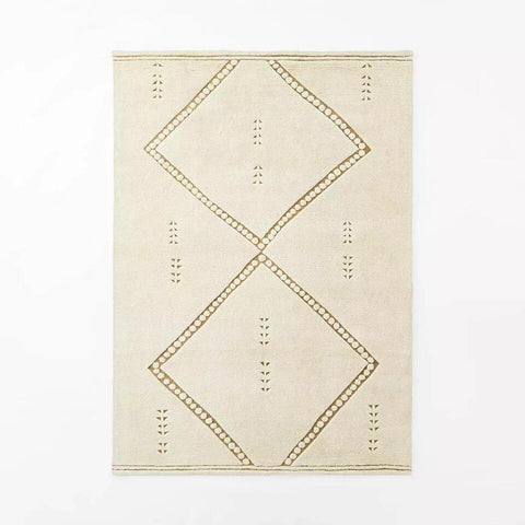 Cream Plush Geo Rug | 7' x 10'